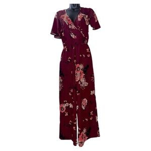 Band of gypsies XS women’s pants romper vneck snapclose front tie neck back NWOT